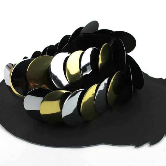 Silver and Gold Circle Scale Metal Elastic Belt - Etsy