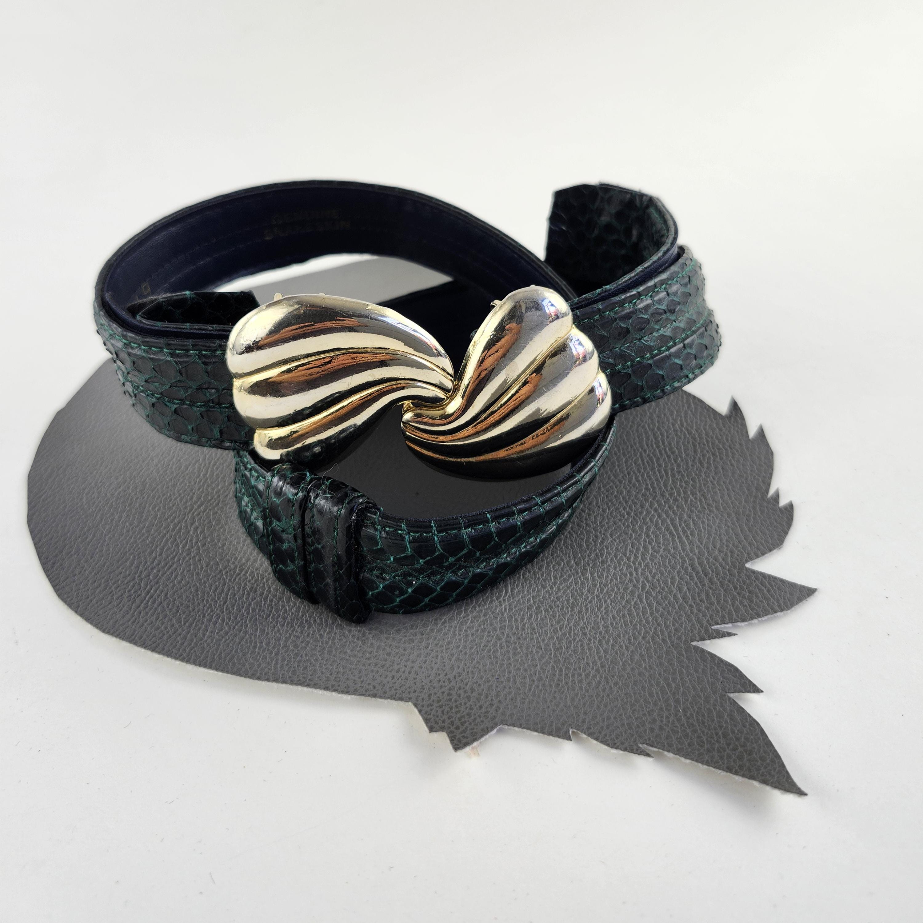 Vintage Carlisle Genuine Leather Snake Print Gold Silver Belt Silver Tone Buckle Carlisle Women main image 3