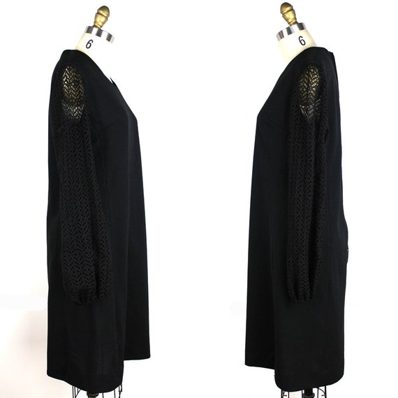 Black A Line Vintage Dress with Lace Bishop Sleev… - image 3