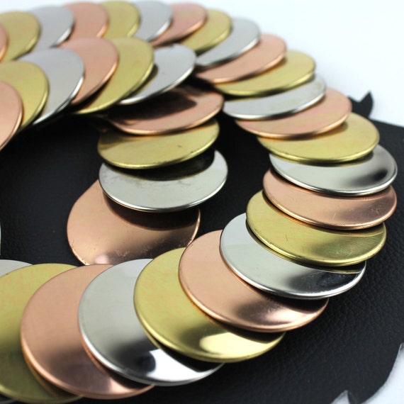 Silver Gold and Copper Circle Scale Metal Elastic… - image 2