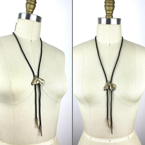 Brass Horse Head Western Bolo Tie - image 4