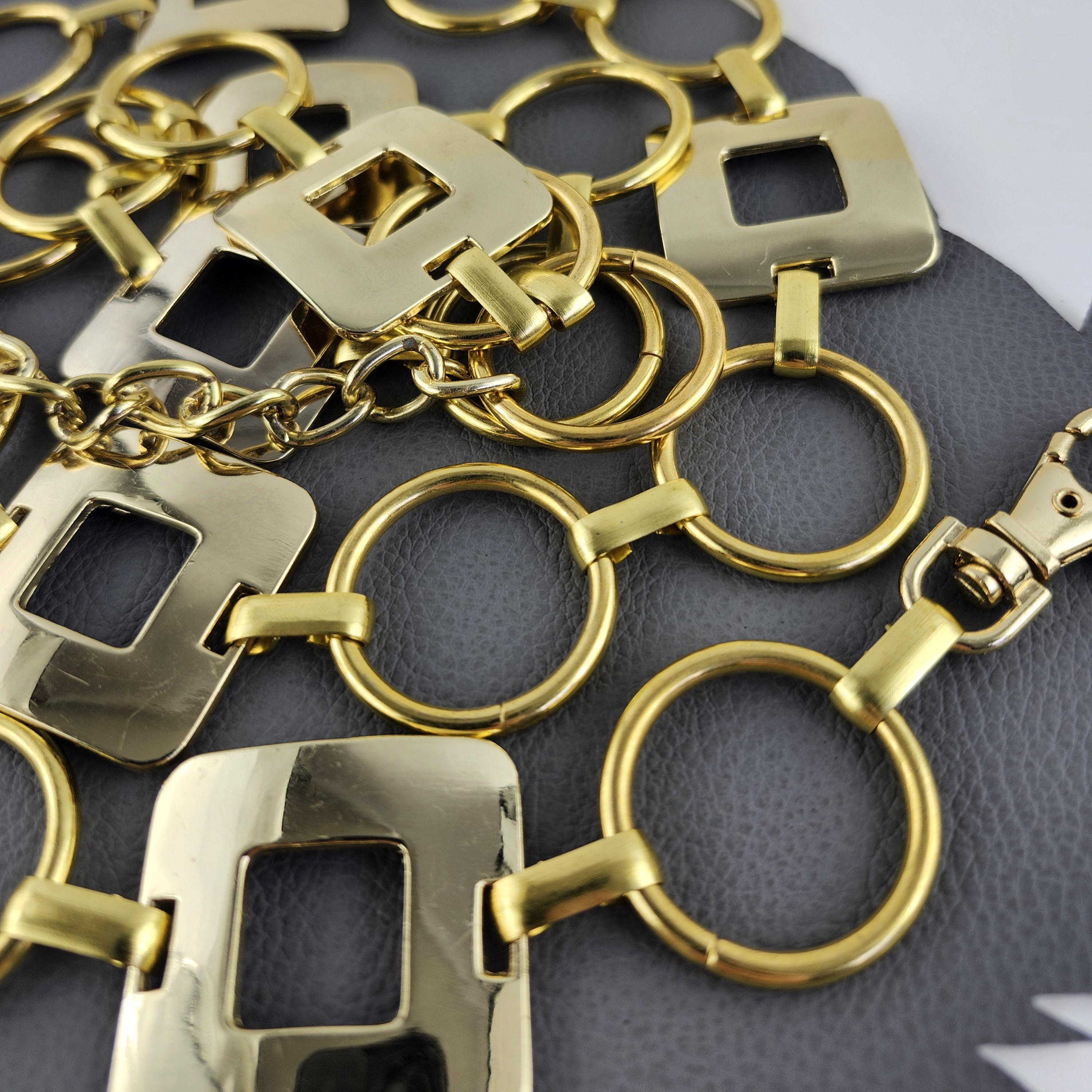 Vintage Gold Square & Circle Metal Chain Link Belt Fits up
