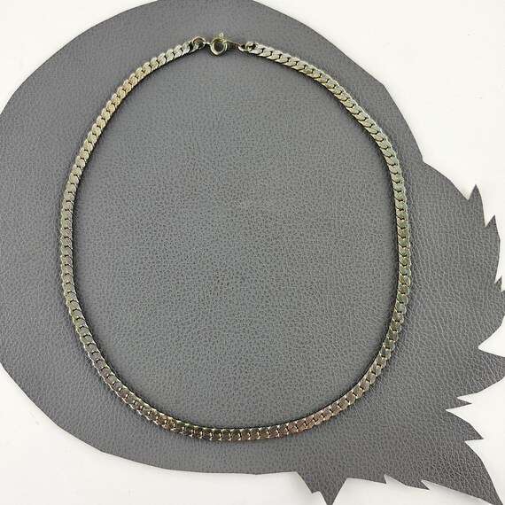 Rainbow Oxidized Silver Colored Flat Chain Neckla… - image 9