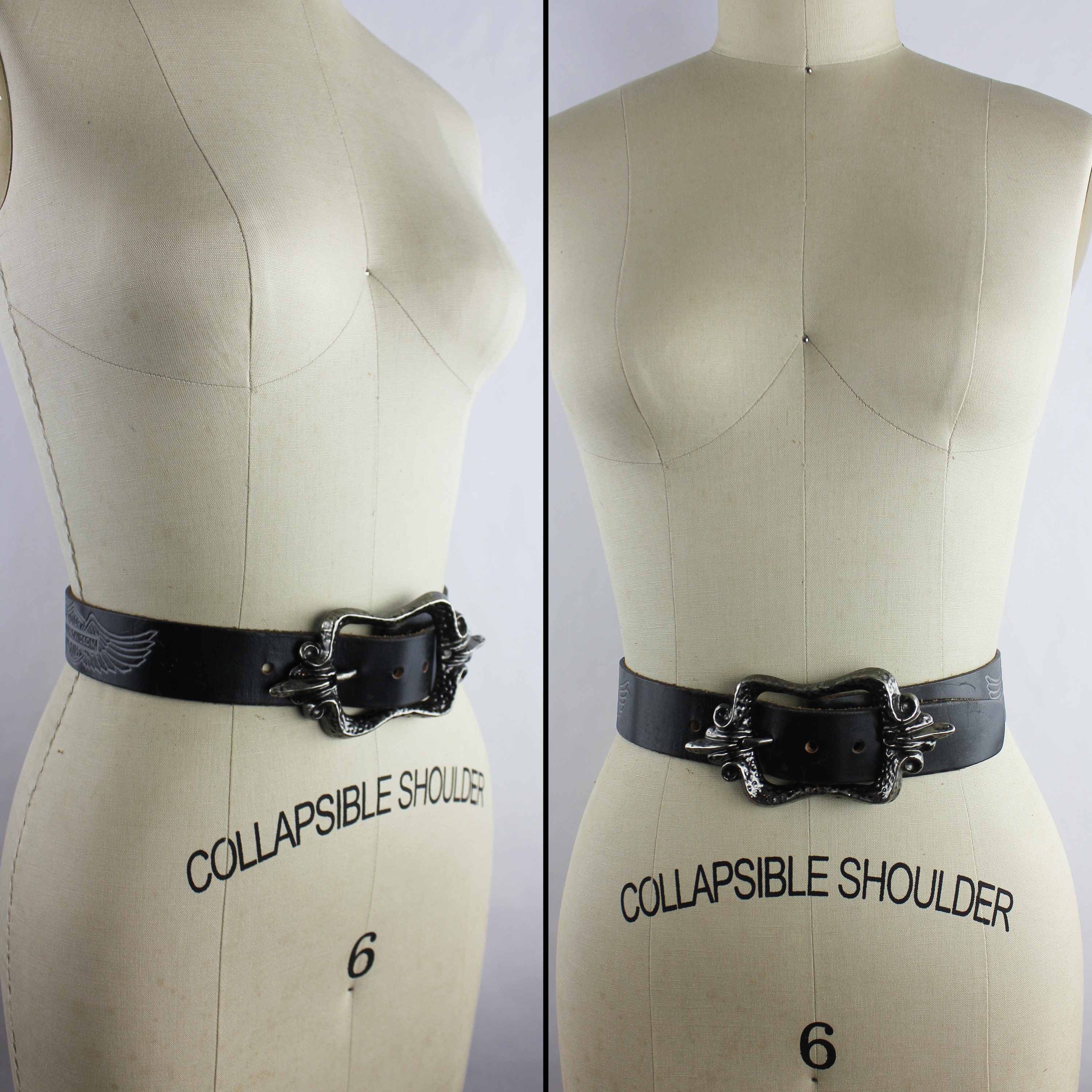 Harley Davidson Black Leather Belt With Large Silver Metal