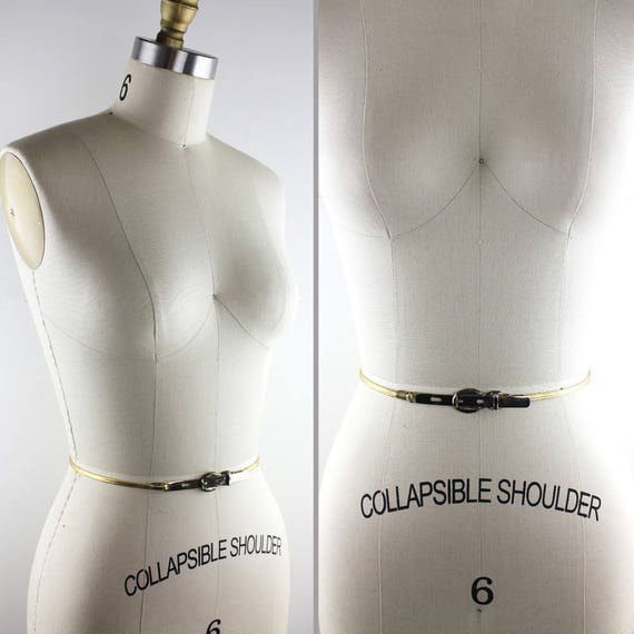 Thin Gold Metal Elastic Belt with Gold Belt Buckle - image 3