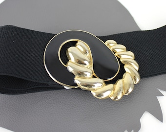 Vintage 80s Black Disco Belt | Wide Elastic With Embellished  display picture 2