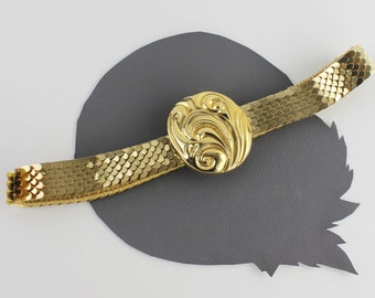 Gold Metal Scale Vintage Belt With Gold Swirl Buckle Size  display picture 3