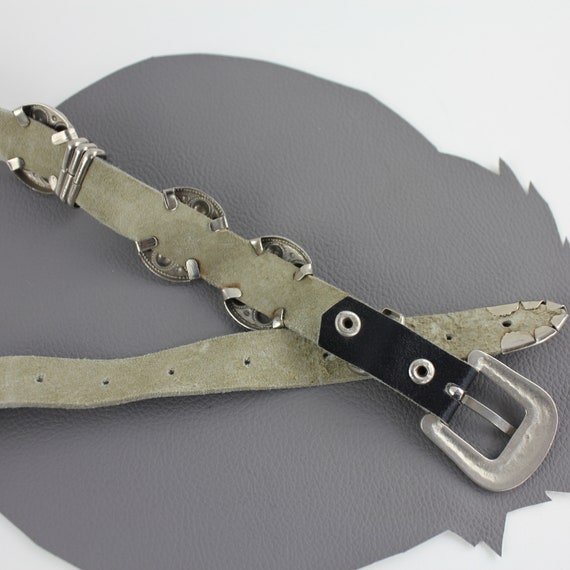 Rainbow Gems & Silver Metal Studded Vintage Black Leather 