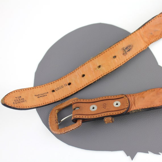 Distressed Brown Leather Woven Belt Unisex size U… - image 7
