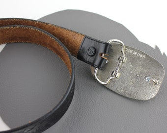 Brown Beige Stone Set in Silver Western Buckle on Black  display picture 3