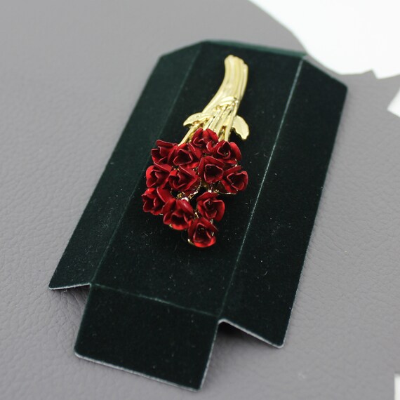 Dozen Red Roses Gold Stem Bouquet Vintage Metal B… - image 7