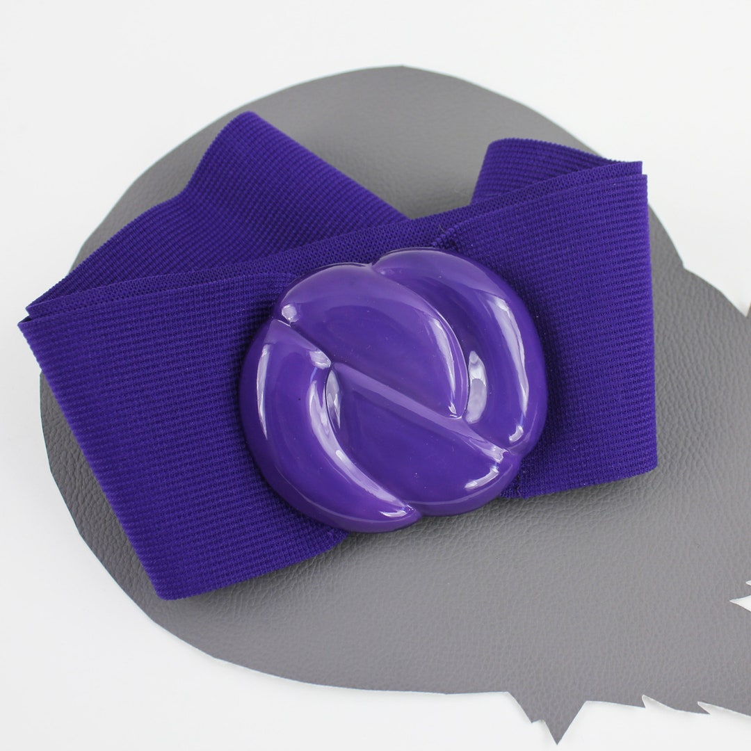 Purple Elastic & Plastic Swirl Buckle Vintage Wide Belt Size  display picture 2