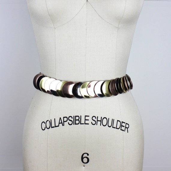 Silver Gold and Copper Circle Scale Metal Elastic… - image 3