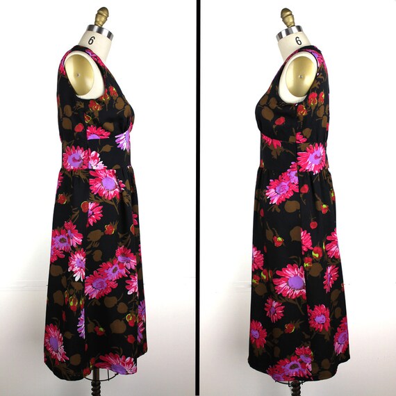 Black Floral Sleeveless Vintage Dress - Black Pin… - image 5