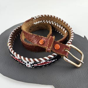 Vintage Bead Thunderbird Leather Belt - Etsy display picture 2