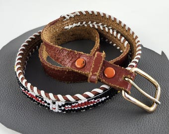 Vintage Beaded Leather Native American Indian Belt - Size 32  display picture 1