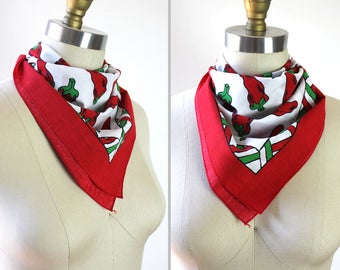 Red Green White & Black Chili Pepper Square Handkerchief Bandana