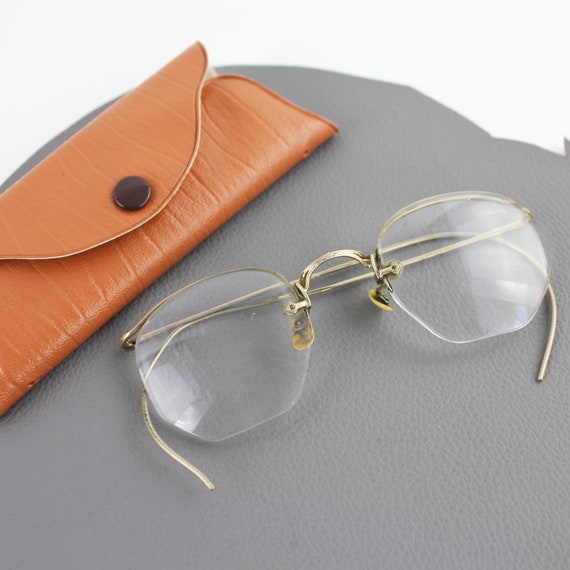 Antique Gold Wire Rimmed Eye Glasses AO numontful… - image 2