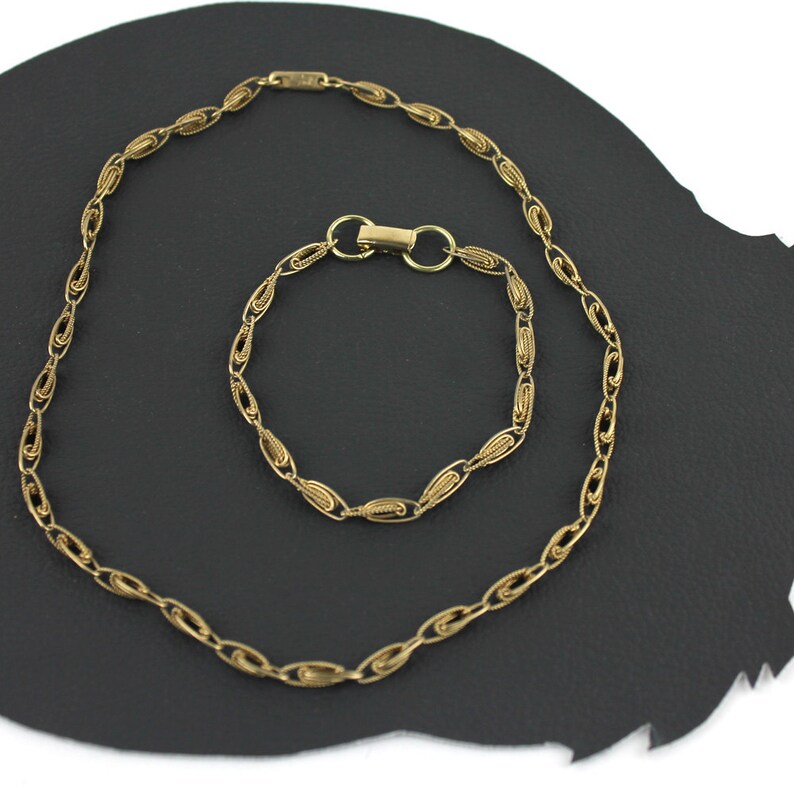 Gold Paperclip Style Chain Necklace and Bracelet Set Etsy