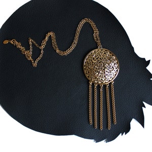 Boho Chain Fringe Gold Tone Necklace