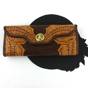 Cartera de cuero ZM con herramientas marrones