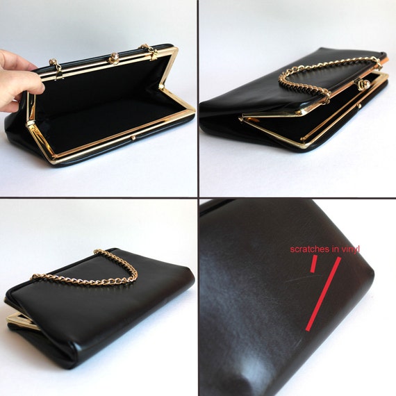 Vintage Black Vinyl Purse or Clutch - image 5