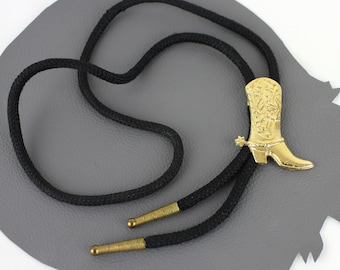 Gold Cowboy Boot Vintage Bolo Tie