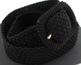 Vintage Black Braided Nylon Belt size small up to 31 inches