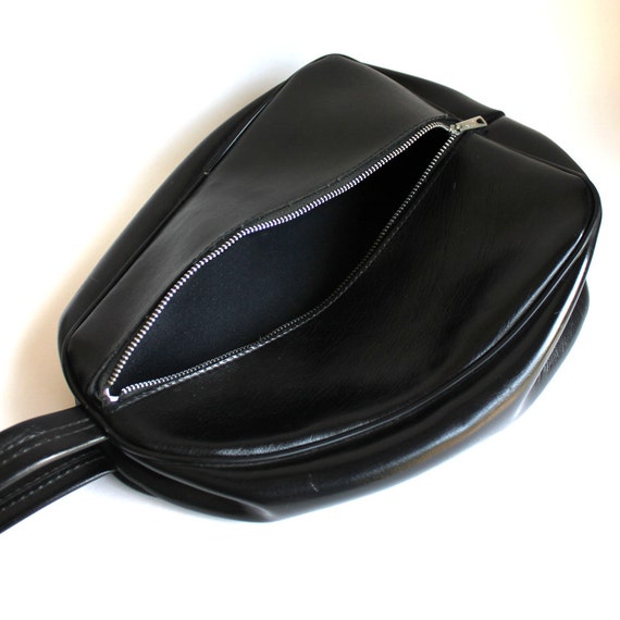 Black Vinyl Teardrop Vintage Handbag - image 5