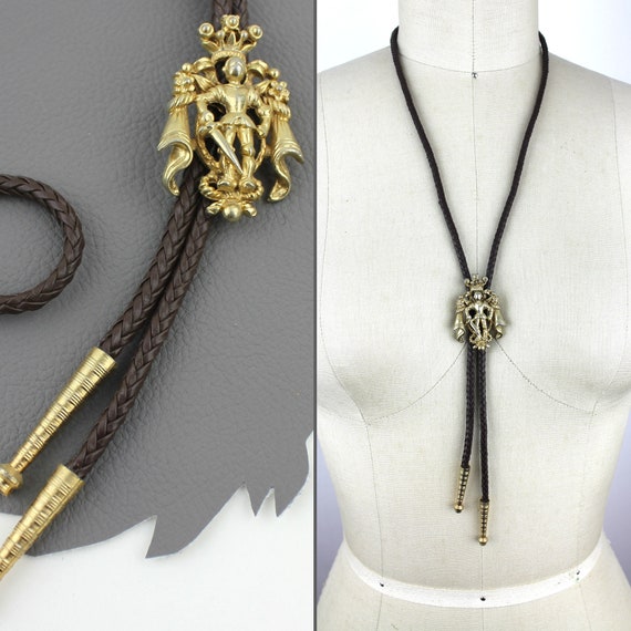 Vintage Medieval Warrior Bolo Tie / Medieval Armo… - image 1