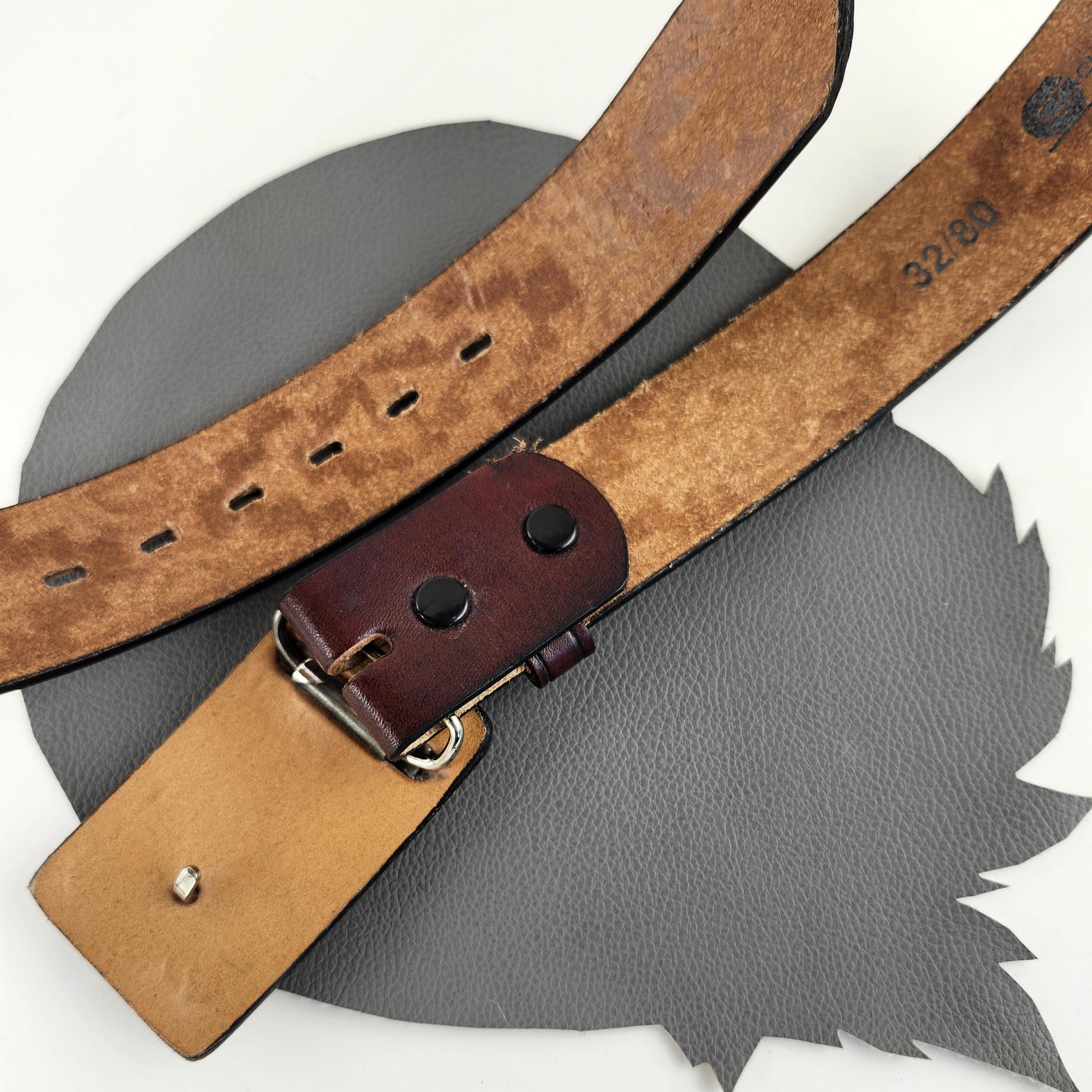 Vintage Chambers Leather Belt Mens XX Tooled Aztec Western Colored Southwestern Leather Belt Aztec Pattern / Men main image 3