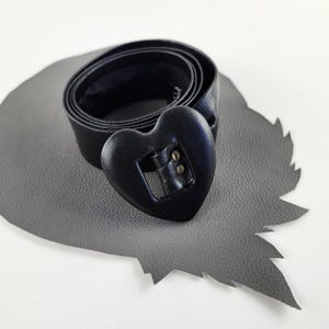 Vintage Black Heart Buckle on Black Vinyl Belt