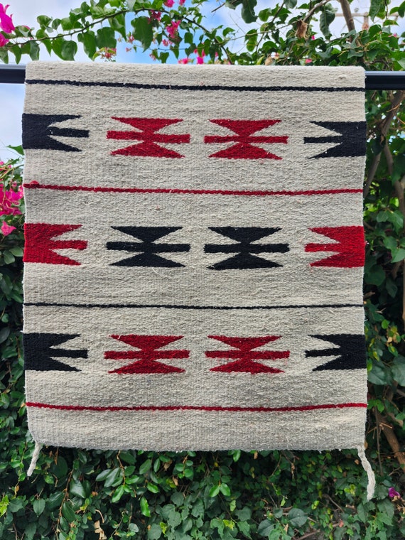 Navajo Southwest Small Woven Saddle Blanket Rug or Wall Hanging Cream Red Black Etsy Canada