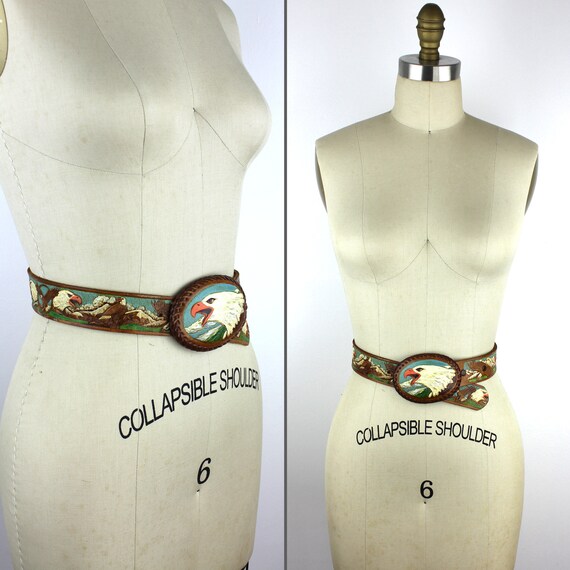 Painted Leather Eagle Tooled Customized "Nancy" B… - image 2