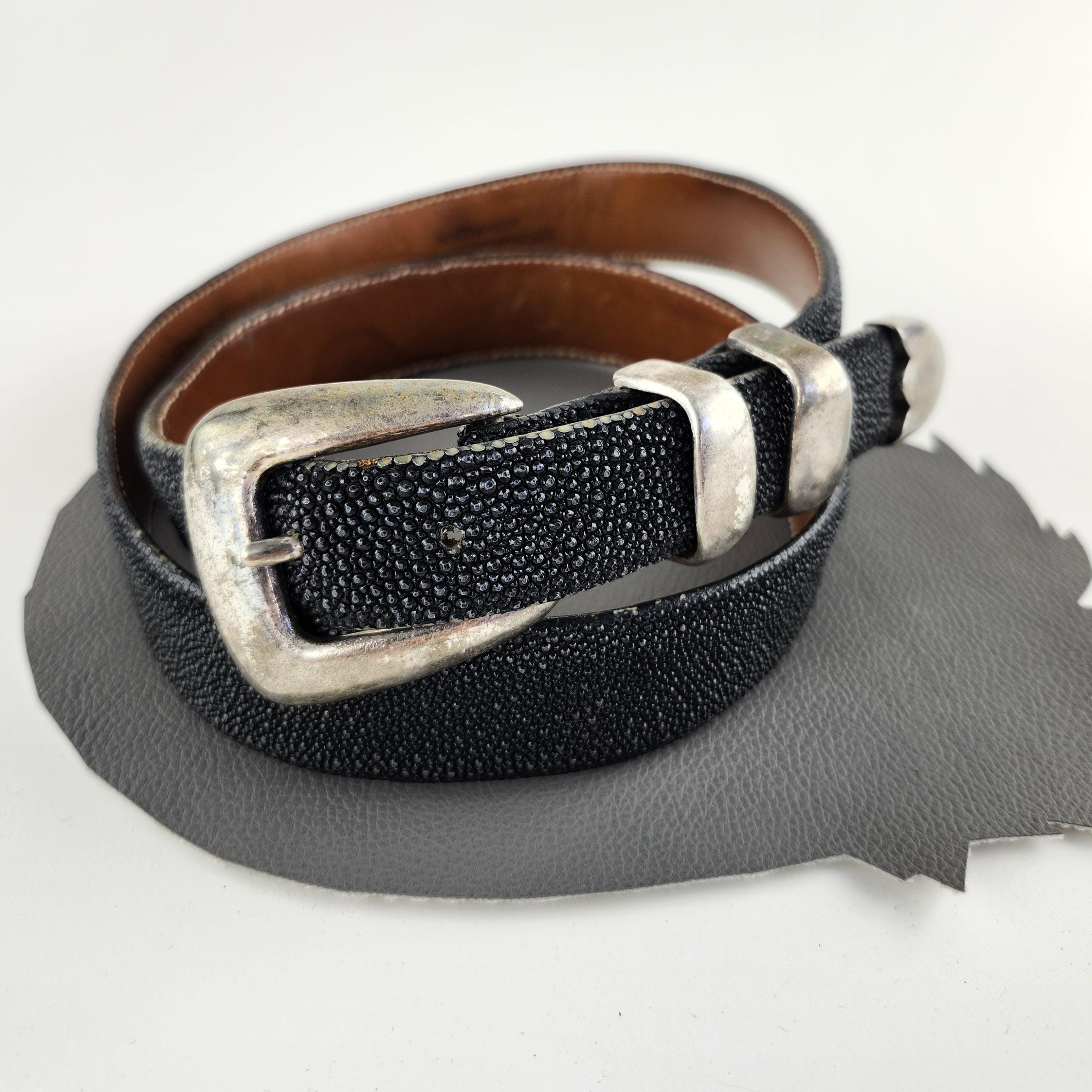 RARE Vintage 14KT GOLD & Sterling silver Genuine Stingray leather western belt The Gold River - Fits 1 main image 2