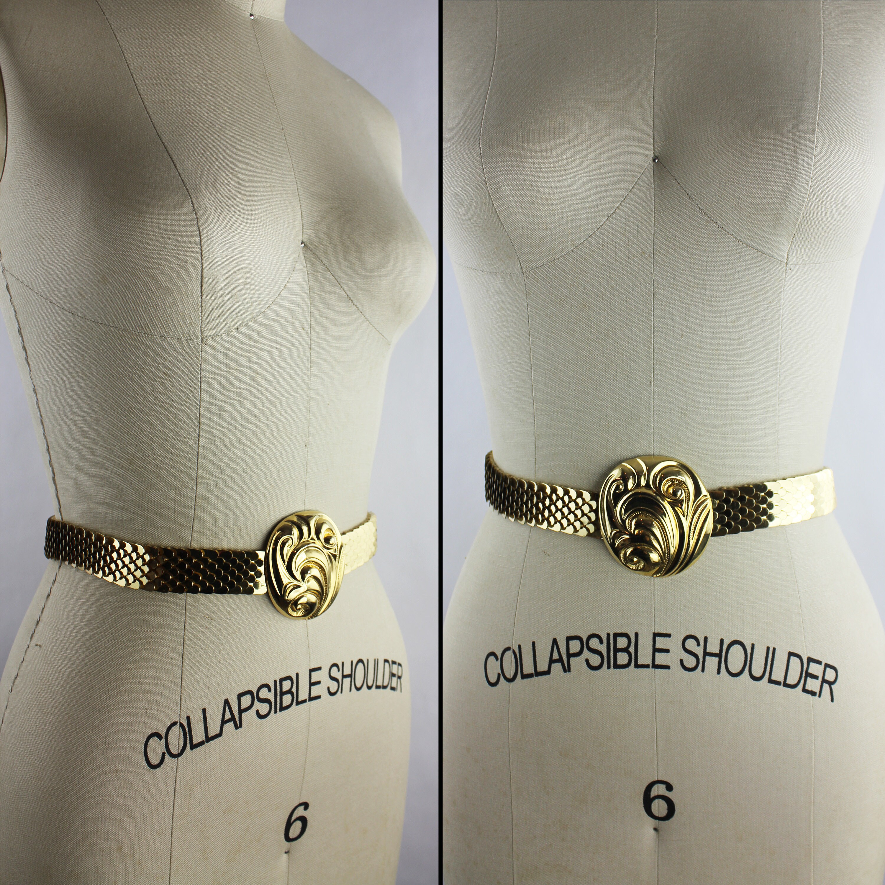 Vintage Gold Tone Metal Scale Belt Medallion Buckle Statement Waist Cinch‎ Belt Amazon.com: Women Elastic Band Fashion Belt Gold Metal Greek  main image 2