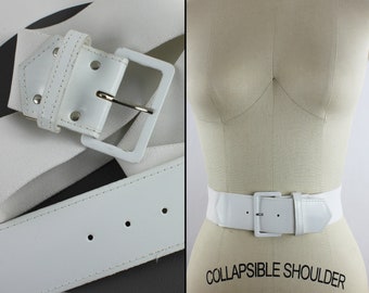 White Patent Vinyl & Elastic Vintage Belt