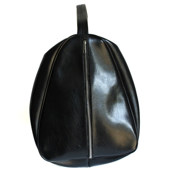 Black Vinyl Teardrop Vintage Handbag - image 2