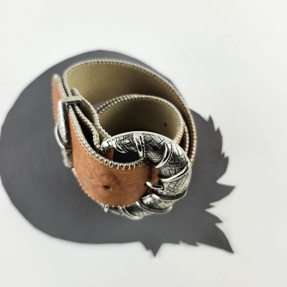 Cinnamon Brown Turtle Shell Pattern Leather Belt … - image 10