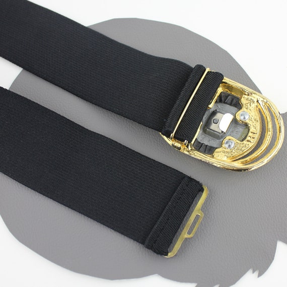 Black and Gold Glam Oval Buckle Vintage Elastic B… - image 8