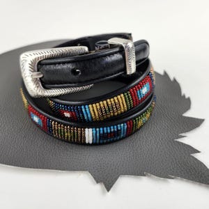 Beaded Leather Belt with Colorful beaded Pattern Brighton brand vintage Brighton beaded leather belt - Gem main image 2