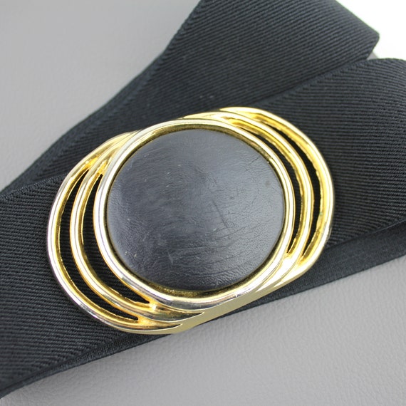 Black and Gold Glam Oval Buckle Vintage Elastic B… - image 6