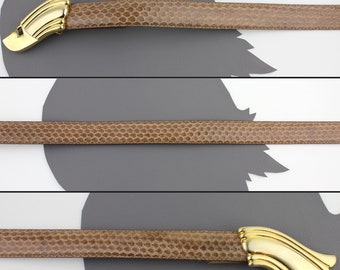 Vintage Liz Claiborne Snakeskin Belt – Tan Leather With Gold  display picture 1