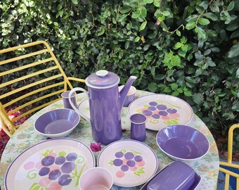 Vintage Mikasa Pink & Purple Confetti Polka Dots and Daisy Flower
