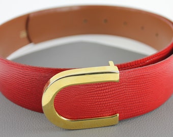 Cipriani Aligator Calfskin Red Belt Size 28 Cipriani Aligator Calfskin Red Belt Size 28 - Etsy main image 3