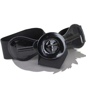 Black Patent PVC and Elastic Belt