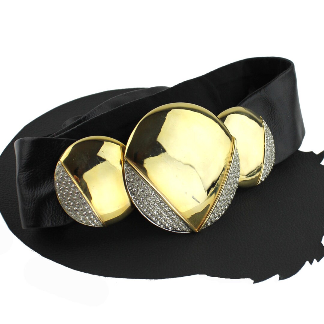 Alexis Kirk Black Rhinestone Big Buckle Belt 2 Belt straps leather /Satin) Alexis Kirk Crystal Black Patent Leather Women main image 3