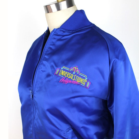 Blue Satin Universal Studios Hollywood Zip Up Jac… - image 1