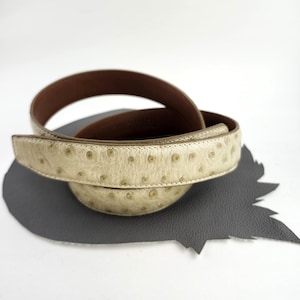 Vintage Cream Faux Ostrich Italian Leather Terry Stack Belt fits US 29 to 33