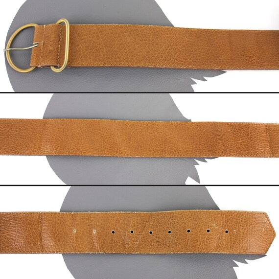 Tobacco Brown Wide Leather Vintage Belt / Womens … - image 3